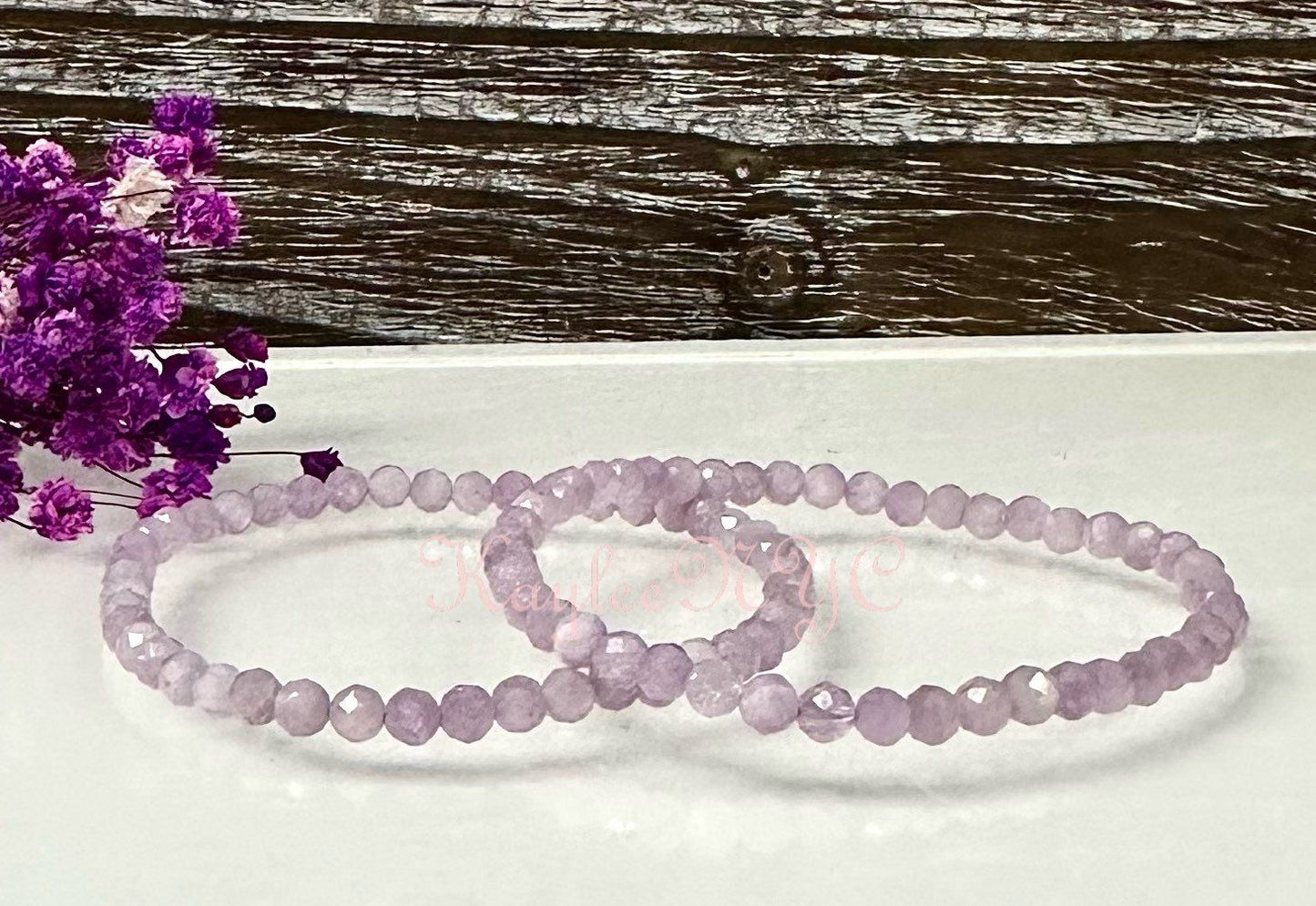 Wholesale 6 Pcs Natural Kunzite 5mm Faceted 7.5” Crystal Bracelet Healing Energy