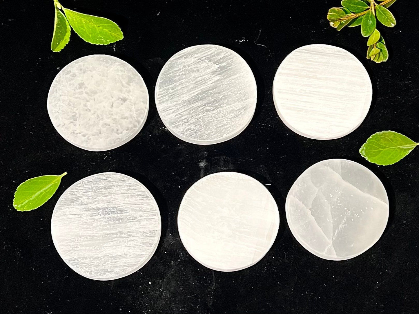 Wholesale Lot 6 pcs Natural Selenite aka Satin Spar Charging Plate Crystal Healing Energy