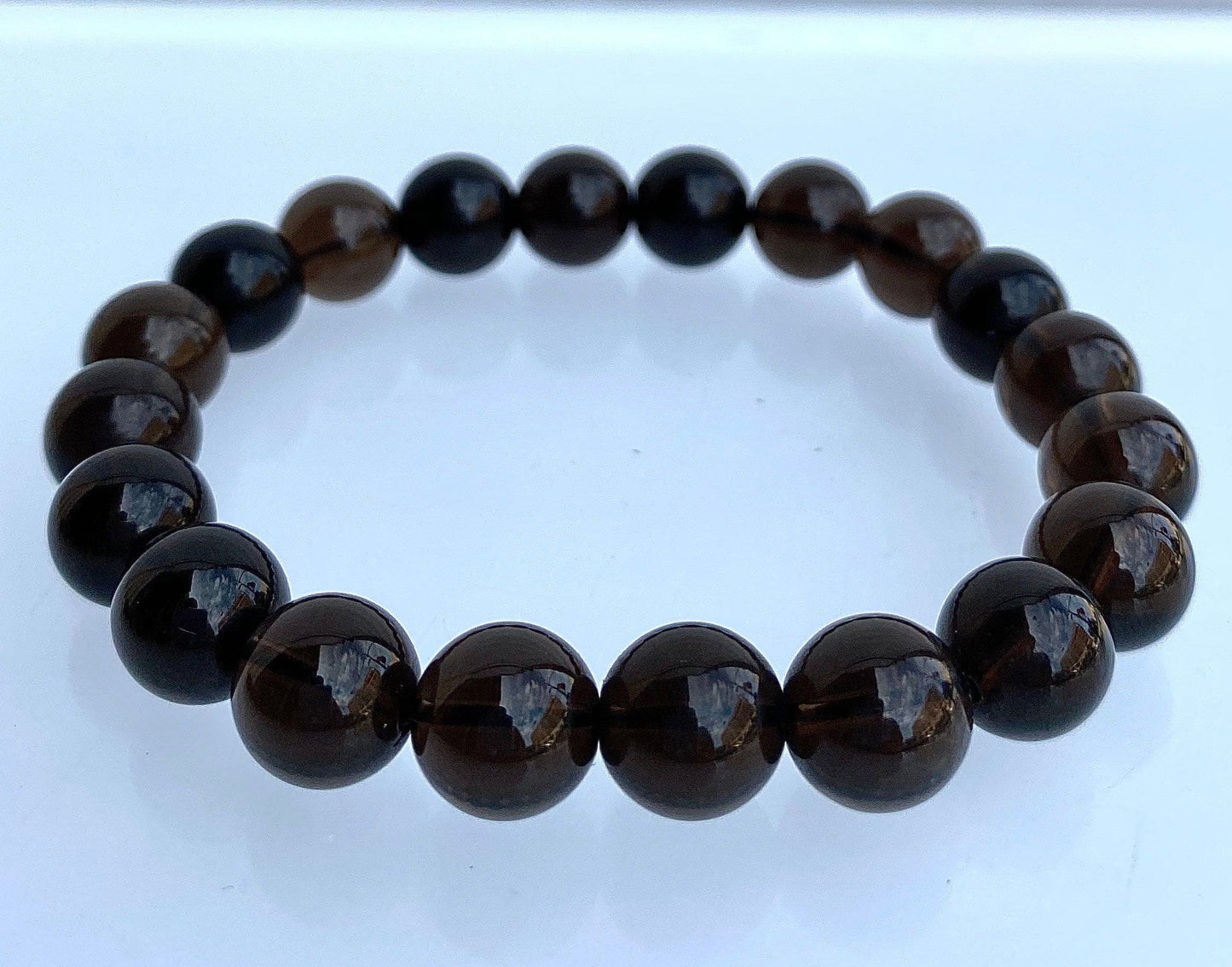 Wholesale 6 Pcs Natural Smoky Quartz 10mm 7.5" Crystal Healing Stretch Bracelet