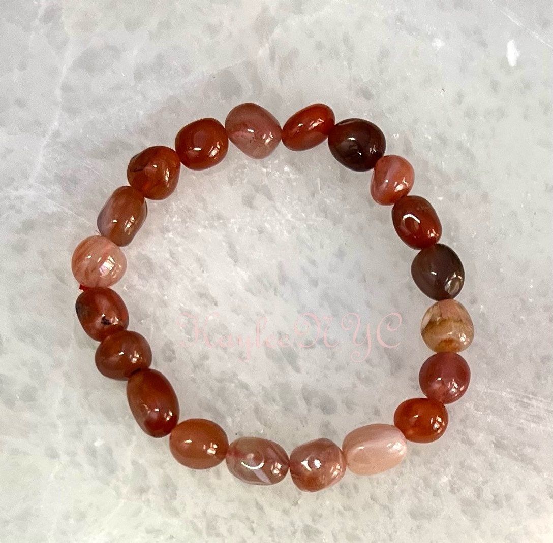 Wholesale 6 Pcs ~10mm 7.5” Natural Red Blood Agate tumble Stretch Bracelet Crystal Healing Energy