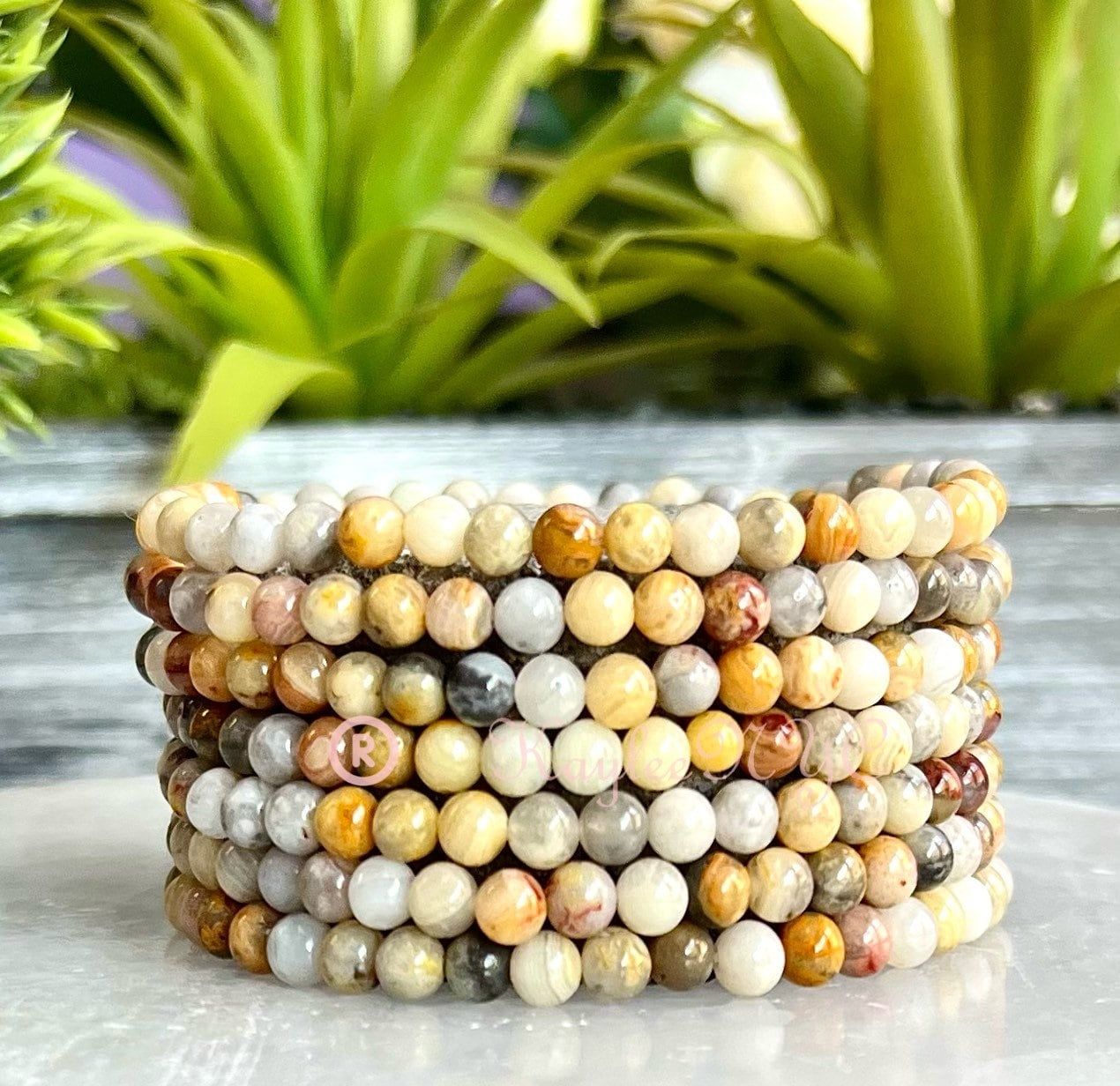 Wholesale Lot 6 Pcs Natural Crazy Lace Agate 4mm 7.5” Crystal Healing Stretch Bracelet