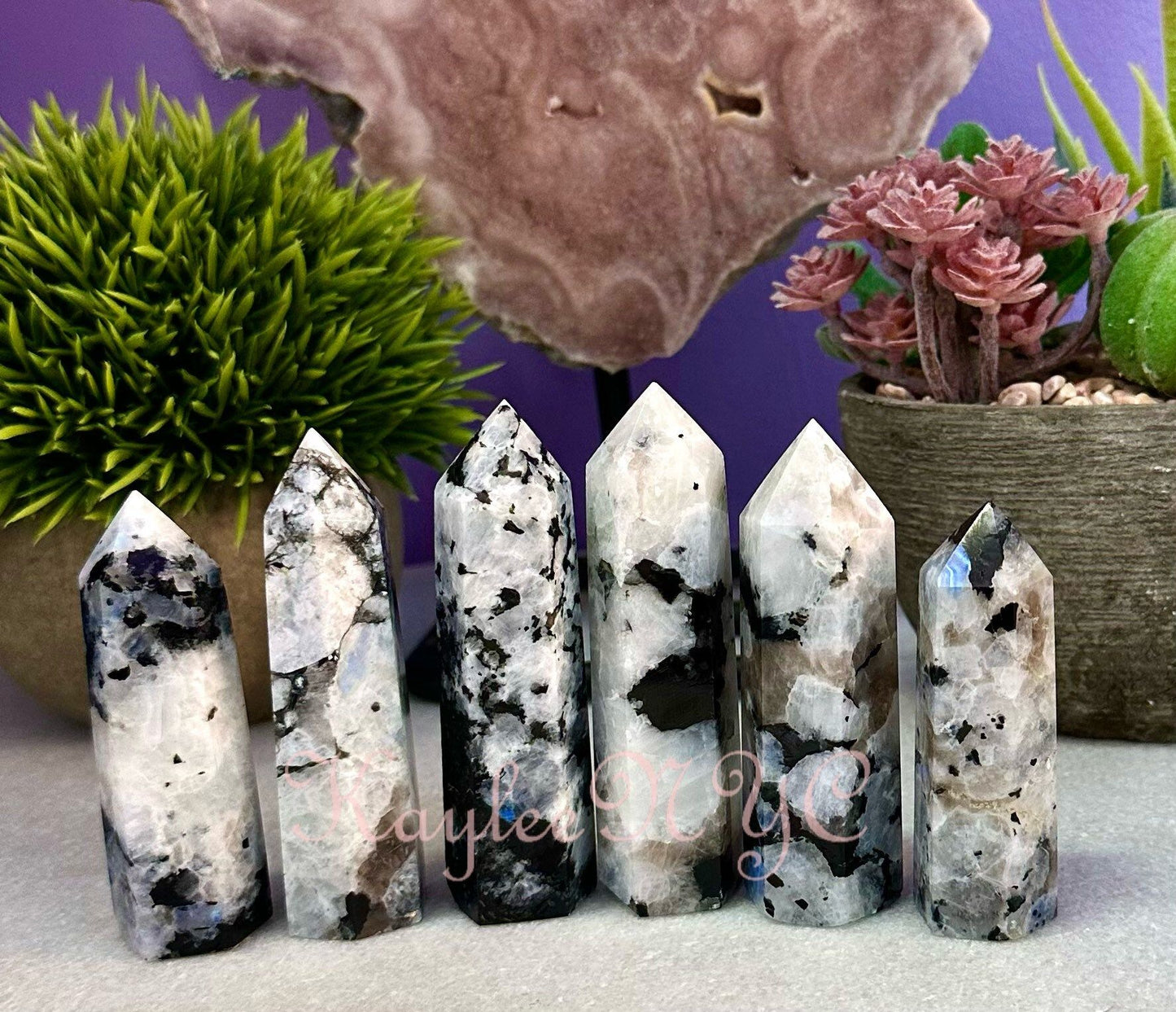 Wholesale Lot 1 lb Natural Rainbow Moonstone Tower Obelisk Point Wand Crystal Energy Healing