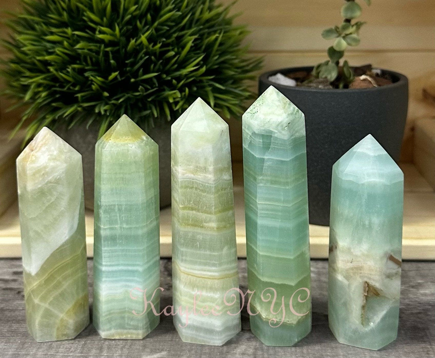 Wholesale Lot 1 Lb Natural Pistachio Calcite Obelisk Tower Point Crystal Healing