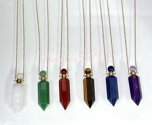 Wholesale 6 Pcs Mix Crystal Essential Oil Diffuser Pendant Necklaces