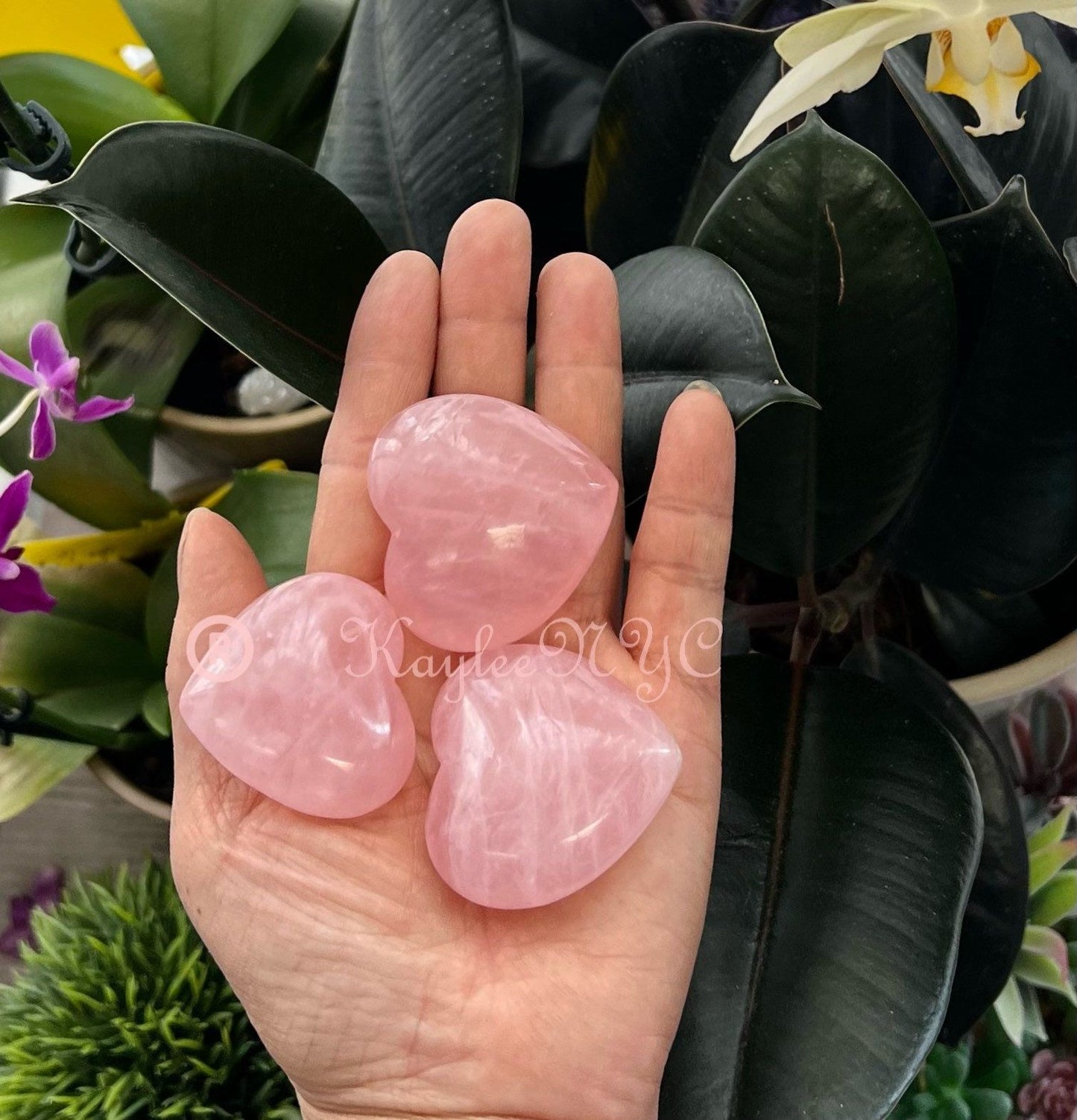 Wholesale Lot 8 Pcs Natural Rose Quartz Crystal Heart Healing Energy