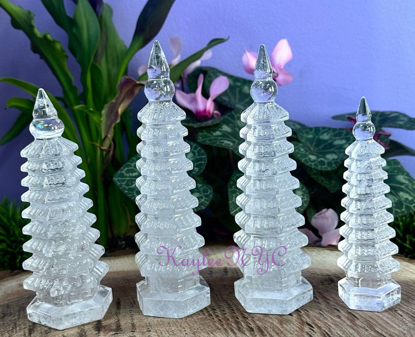 Wholesale Lot 4-5 PCs  Natural Clear Quartz Pagoda Tower Crystal Healing Energy