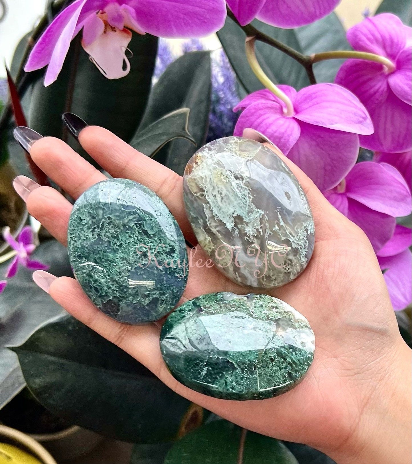 Wholesale Lot 2 Lbs Natural Moss Agate Palm Stone Crystal Healing Energy