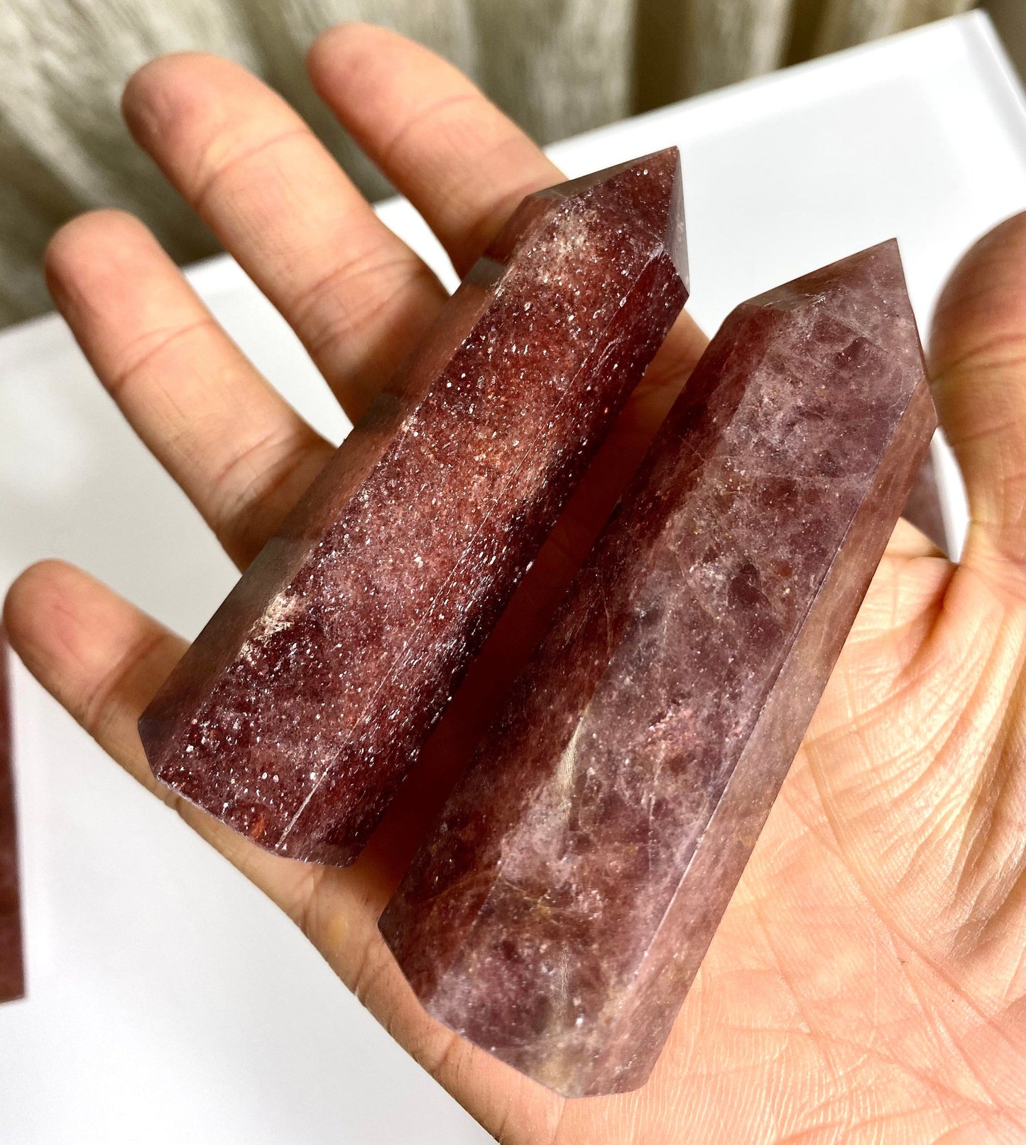 Wholesale Lot 1 lb Natural Strawberry Quartz Obelisk Tower Point Crystal Healing Energy