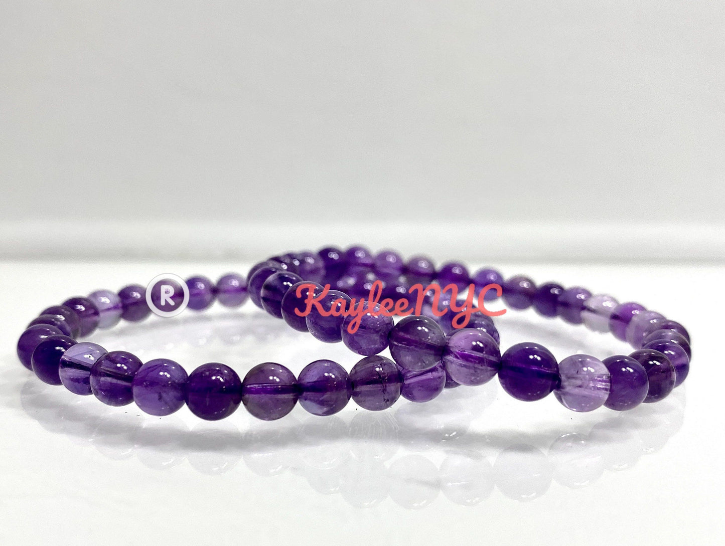 Wholesale 6 Pcs Natural Amethyst 6mm 7.5” Crystal Healing Stretch Bracelet