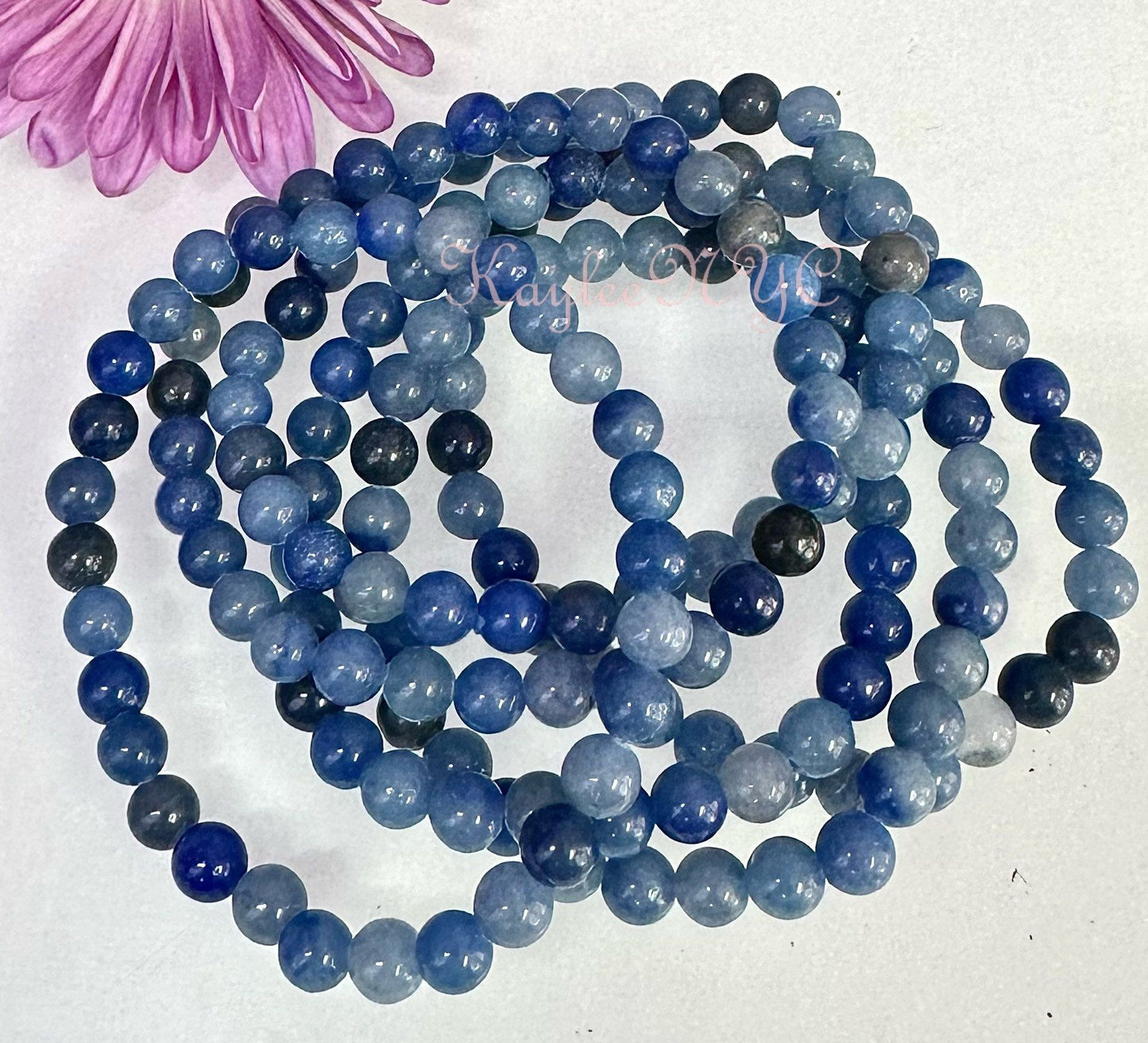 Wholesale Lot 6 Pcs Natural Blue Aventurine 6mm 7.5” Crystal Healing Stretch Bracelet