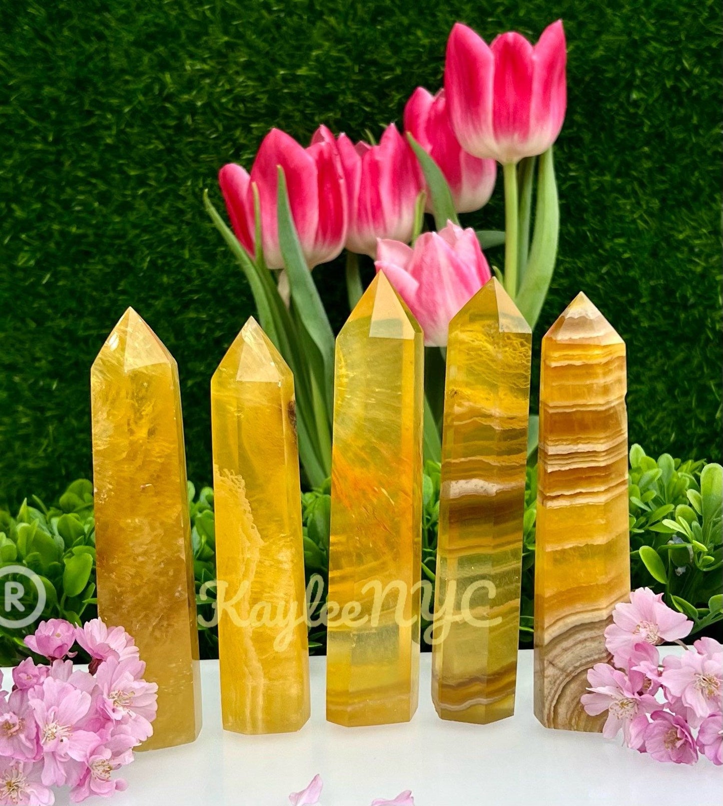 Wholesale Lot 2 lbs Yellow Fluorite Obelisk Tower Point Crystal Natural Energy