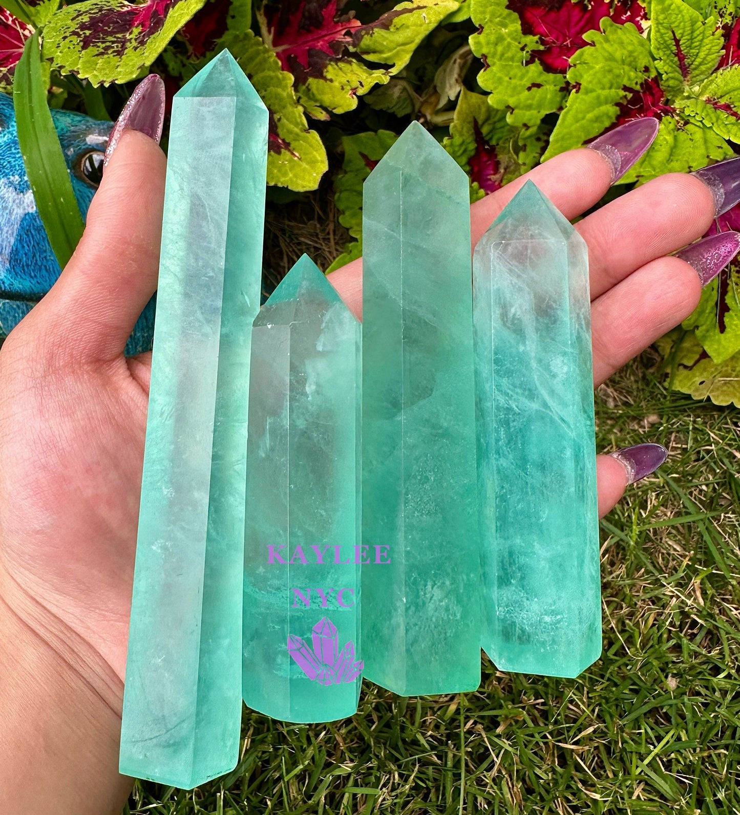 Wholesale Lot 2 lbs Natural Mint GreenFluorite Obelisk Tower Point Crystal Healing