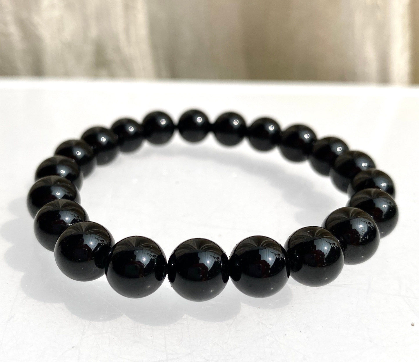 Wholesale 6 Pcs Natural Black Tourmaline 10mm 7.5” Crystal Healing Stretch Bracelet