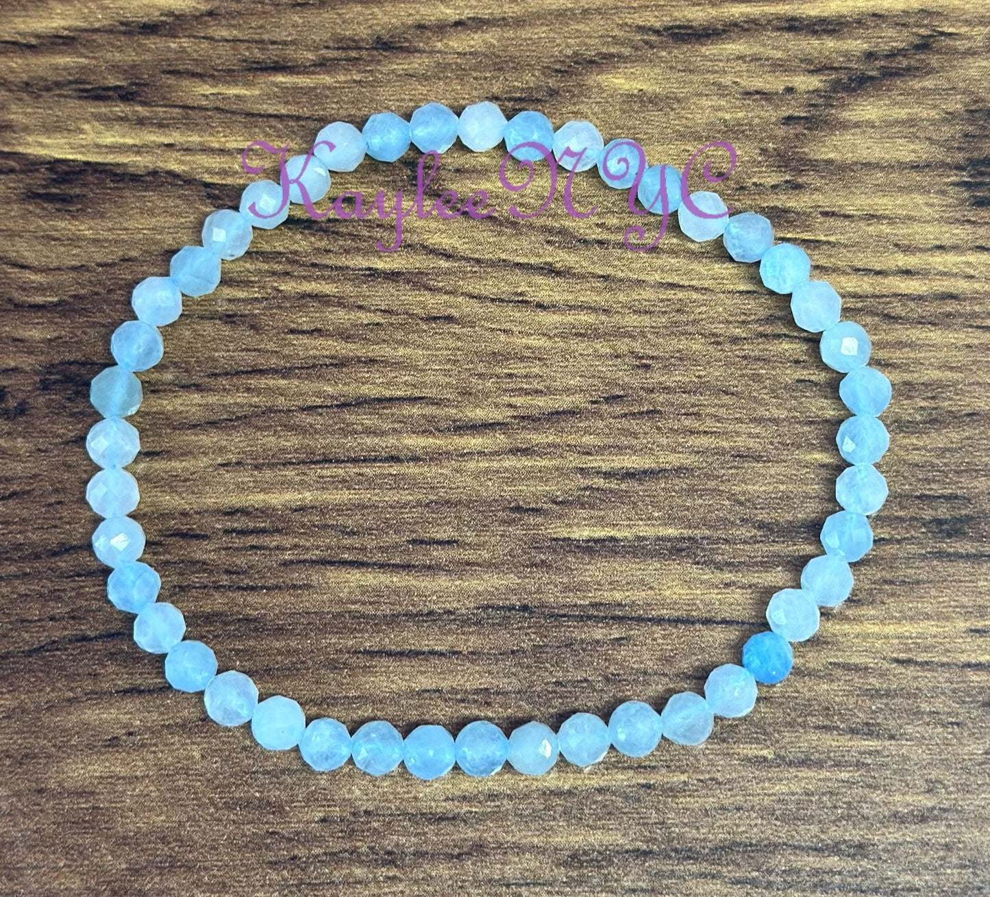 Wholesale Lot 6 Pcs Natural Aquamarine Faceted 4mm 7.5” Crystal Healing Stretch Bracelet