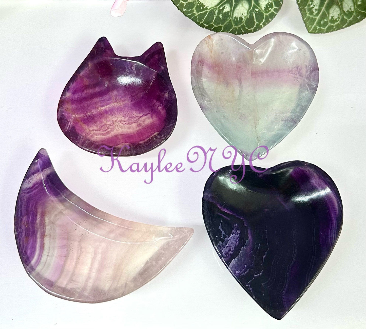 Wholesale Lot 4 pcs Natural Fluorite mixed Bowls Crystal Healing Energy .9-1lb