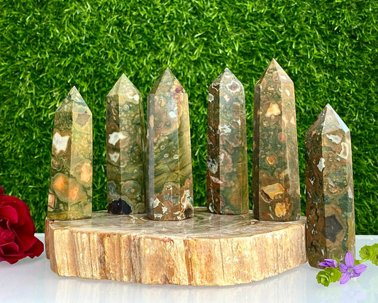 Wholesale Lot 1 lb Natural Rainforest Jasper Obelisk aka Rhyolite Tower Point Crystal Healing Energy