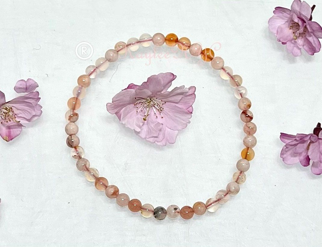 Wholesale Lot 6 Pcs Natural Flower Agate 4mm 7.5” Crystal Healing Stretch Bracelet