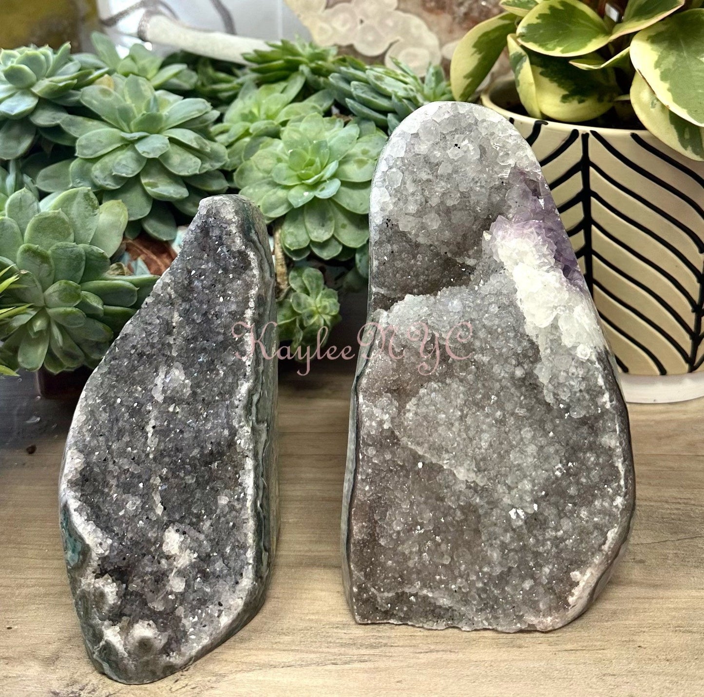 Wholesale Lot 2-4 PCs Natural Black Amethyst cut base 4.8-5lbs Healing Energy