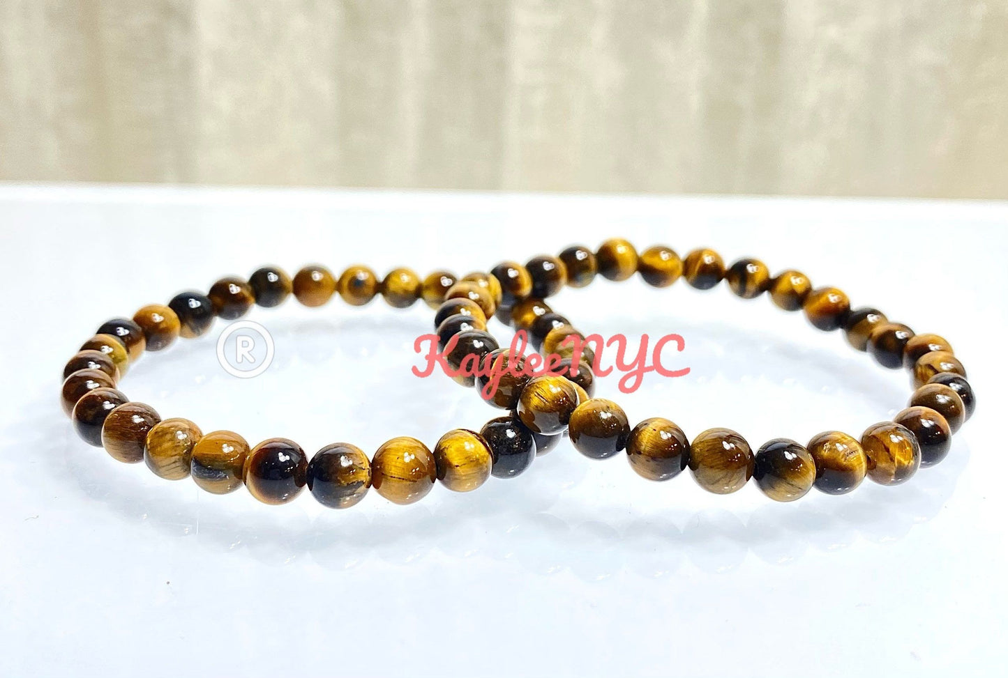 Wholesale Lot 6 Pcs tigers eye 6mm 7.5” Crystal Healing Stretch Bracelet