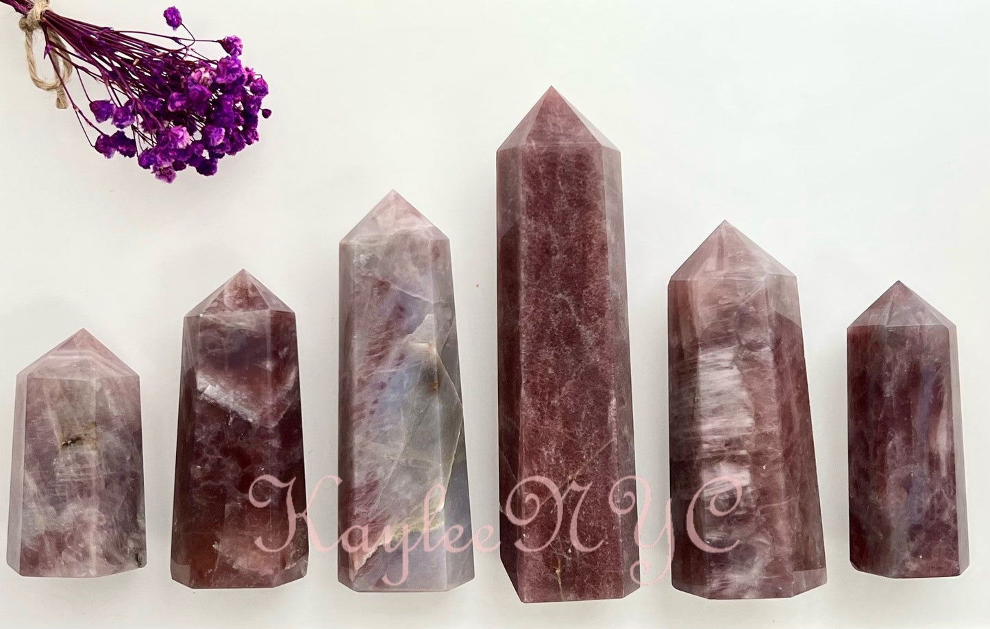 Wholesale Lot 2 lbs Natural Purple Rose Quartz Obelisks Crystal Tower Point