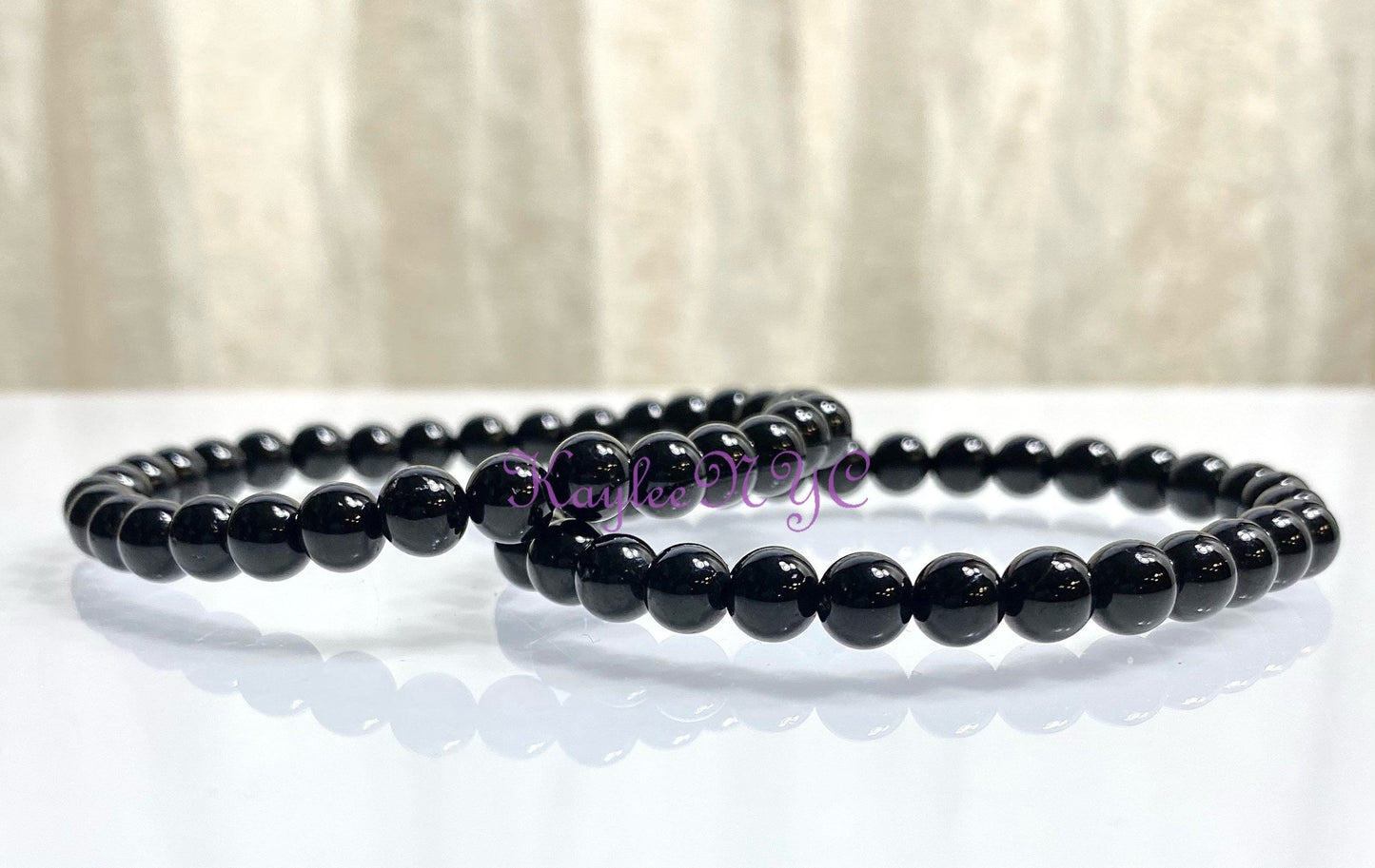 Wholesale Lot 6 Pcs Black Onyx 6mm 7.5” Crystal Healing Stretch Bracelet