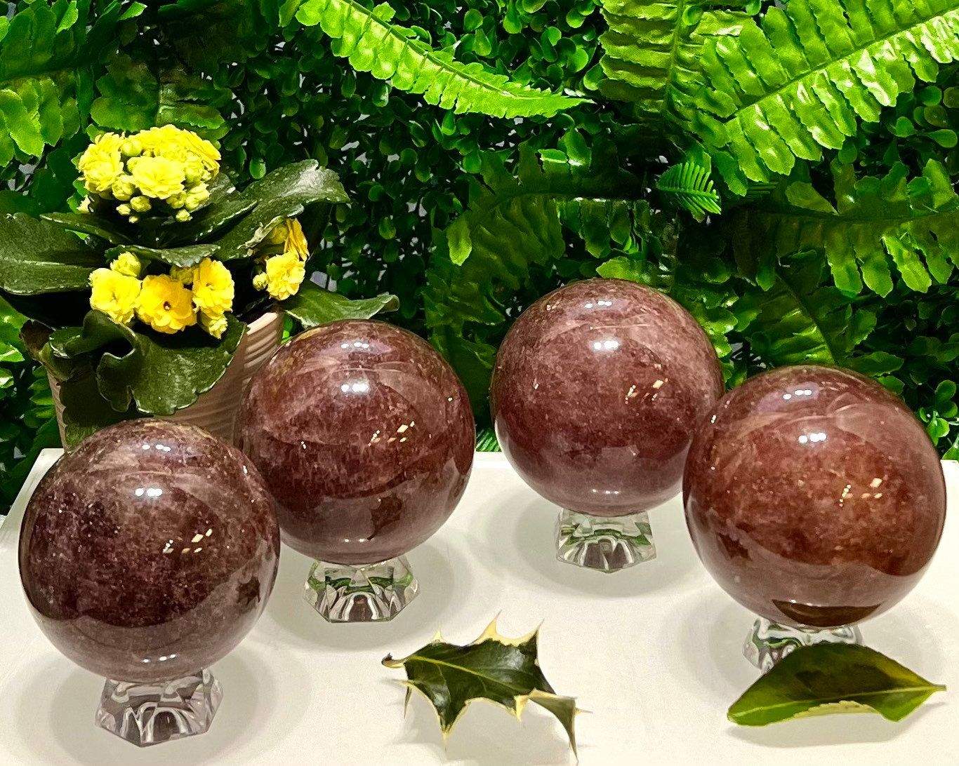 Wholesale Lot 3 to 4 Pcs Natural Strawberry Quartz Spheres Crystal Ball 3.8-4 Lbs