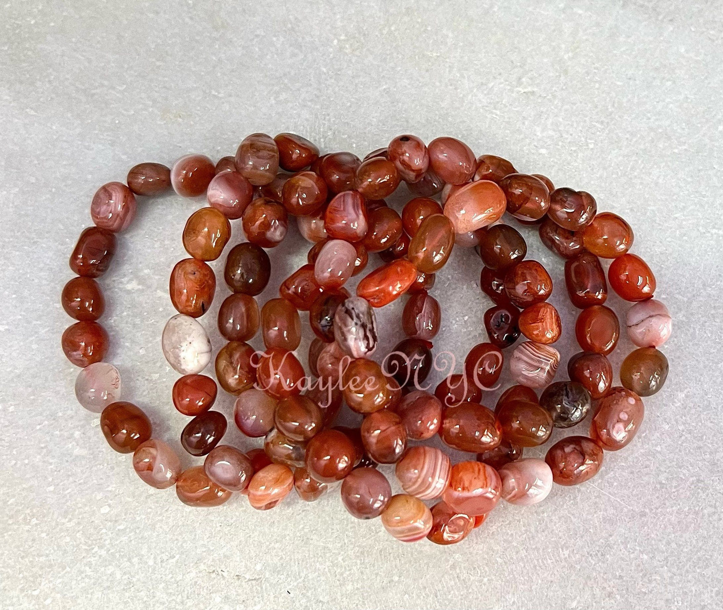 Wholesale 6 Pcs ~10mm 7.5” Natural Red Blood Agate tumble Stretch Bracelet Crystal Healing Energy