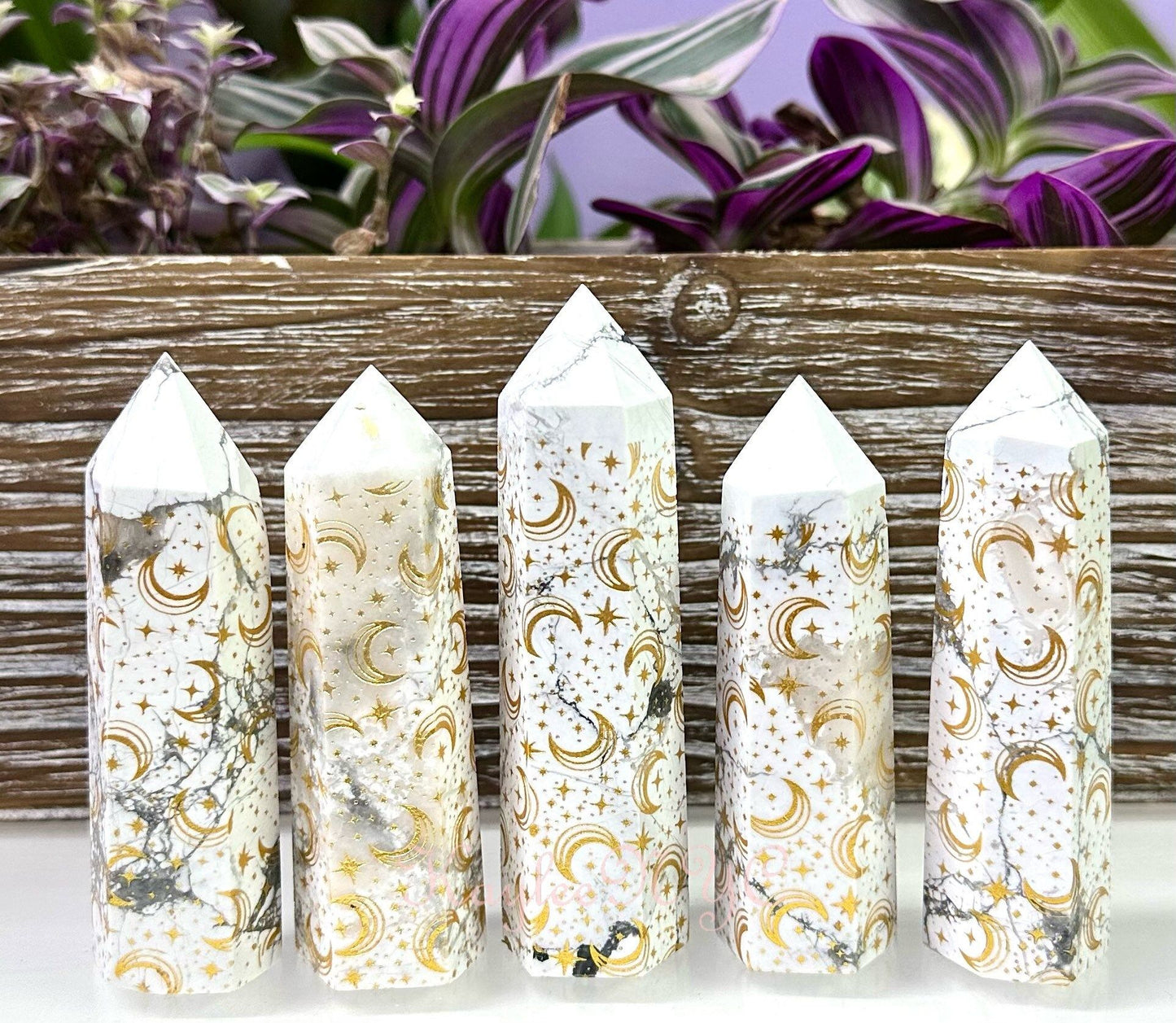 Wholesale Lot 1 lb Natural Howlite Moon Print Tower Obelisk Point Wand Crystal Energy Healing