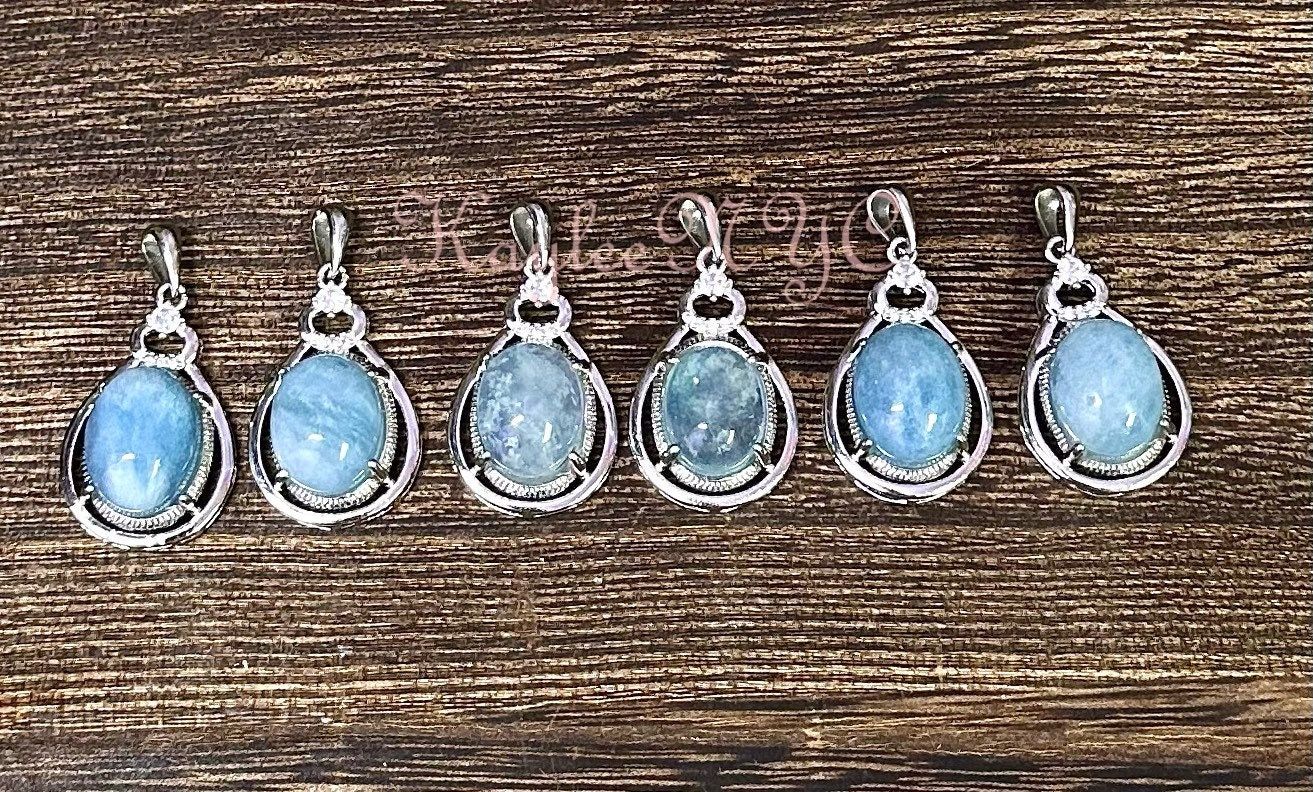 Wholesale Lot 6 Pcs Natural Aquamarine Pendant Crystal Healing Energy