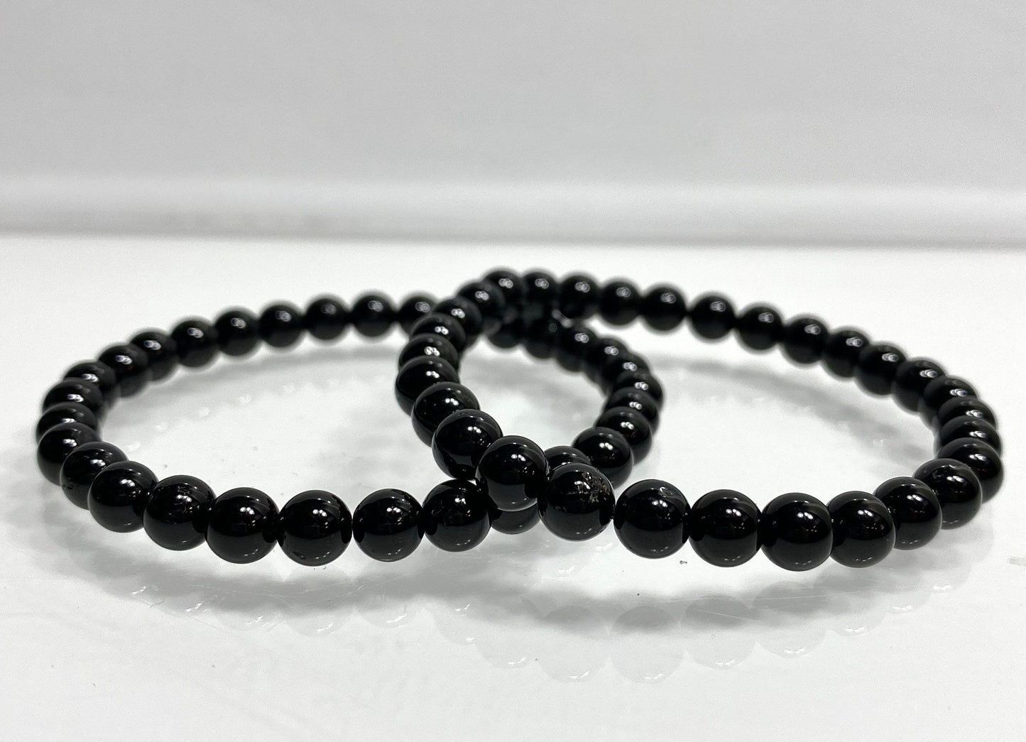 Wholesale 6 Pcs Natural Black Tourmaline 6mm 7.5” Crystal Healing Stretch Bracelet