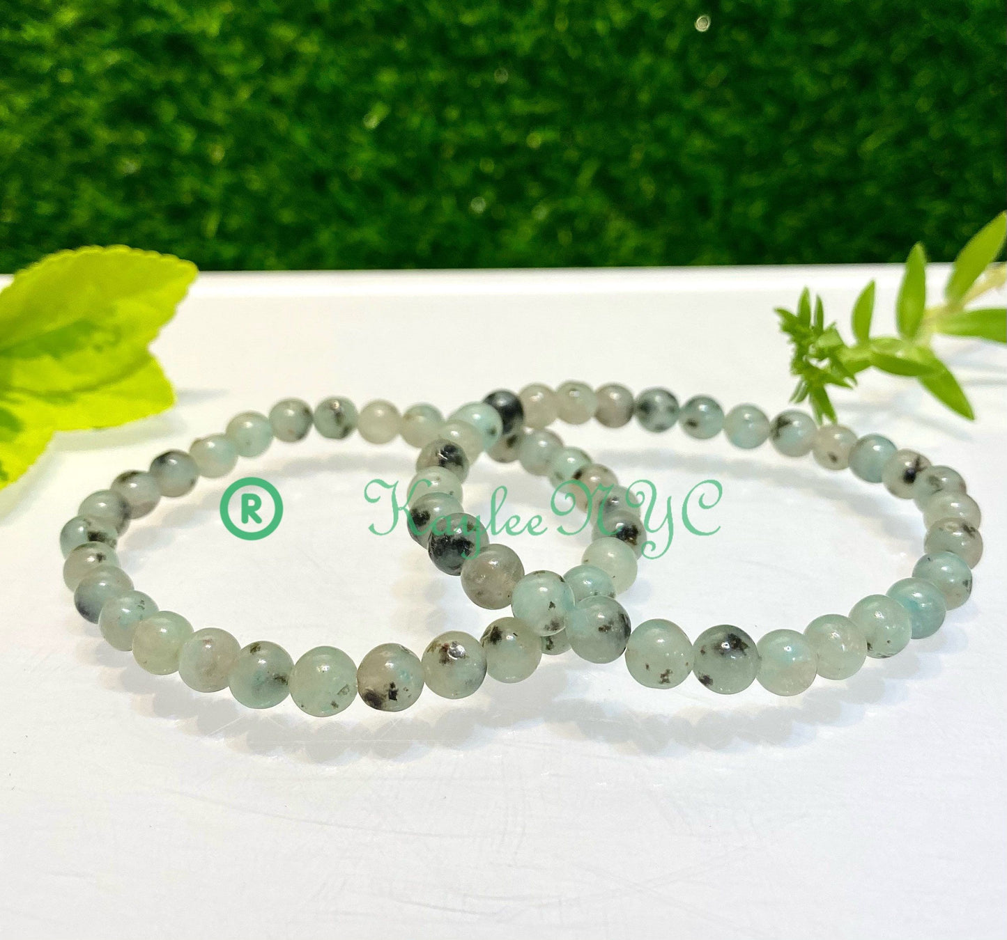 Wholesale 6 Pcs Natural Kiwi Jasper 6mm 7.5” Crystal Healing Stretch Bracelet