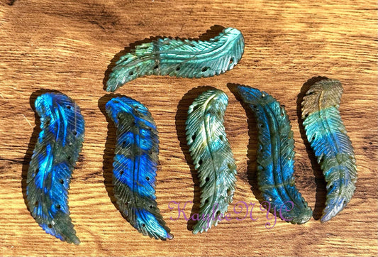 Wholesale Lot 6 PCs 4” Natural Labradorite Feather Healing Energy