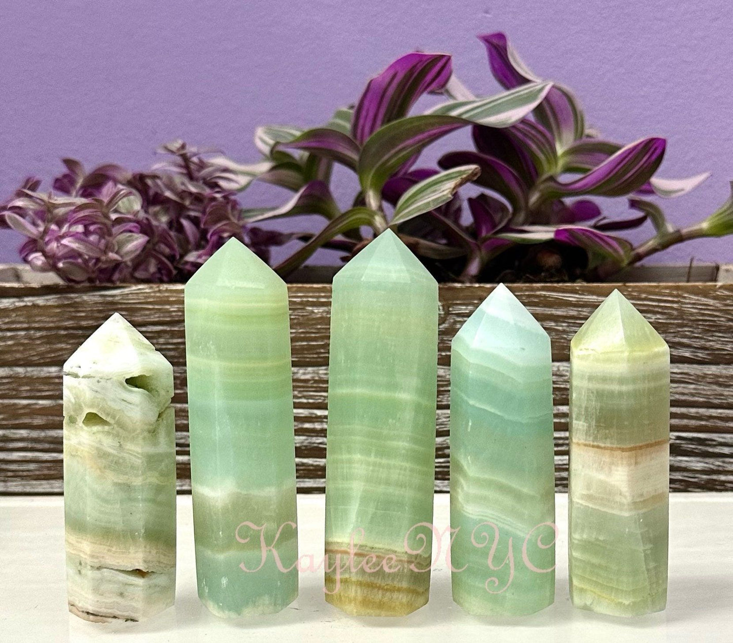 Wholesale Lot 1 Lb Natural Pistachio Calcite Obelisk Tower Point Crystal Healing