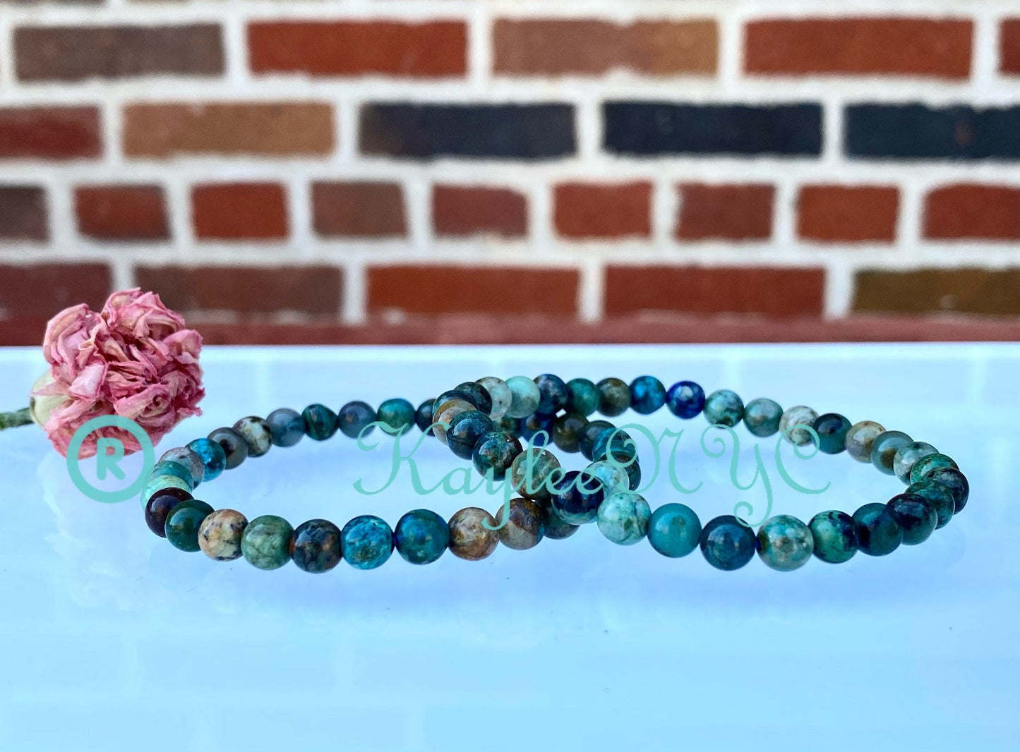 Wholesale 6 Pcs Natural Chrysocolla 6mm 7.5” Crystal Healing Stretch Bracelet