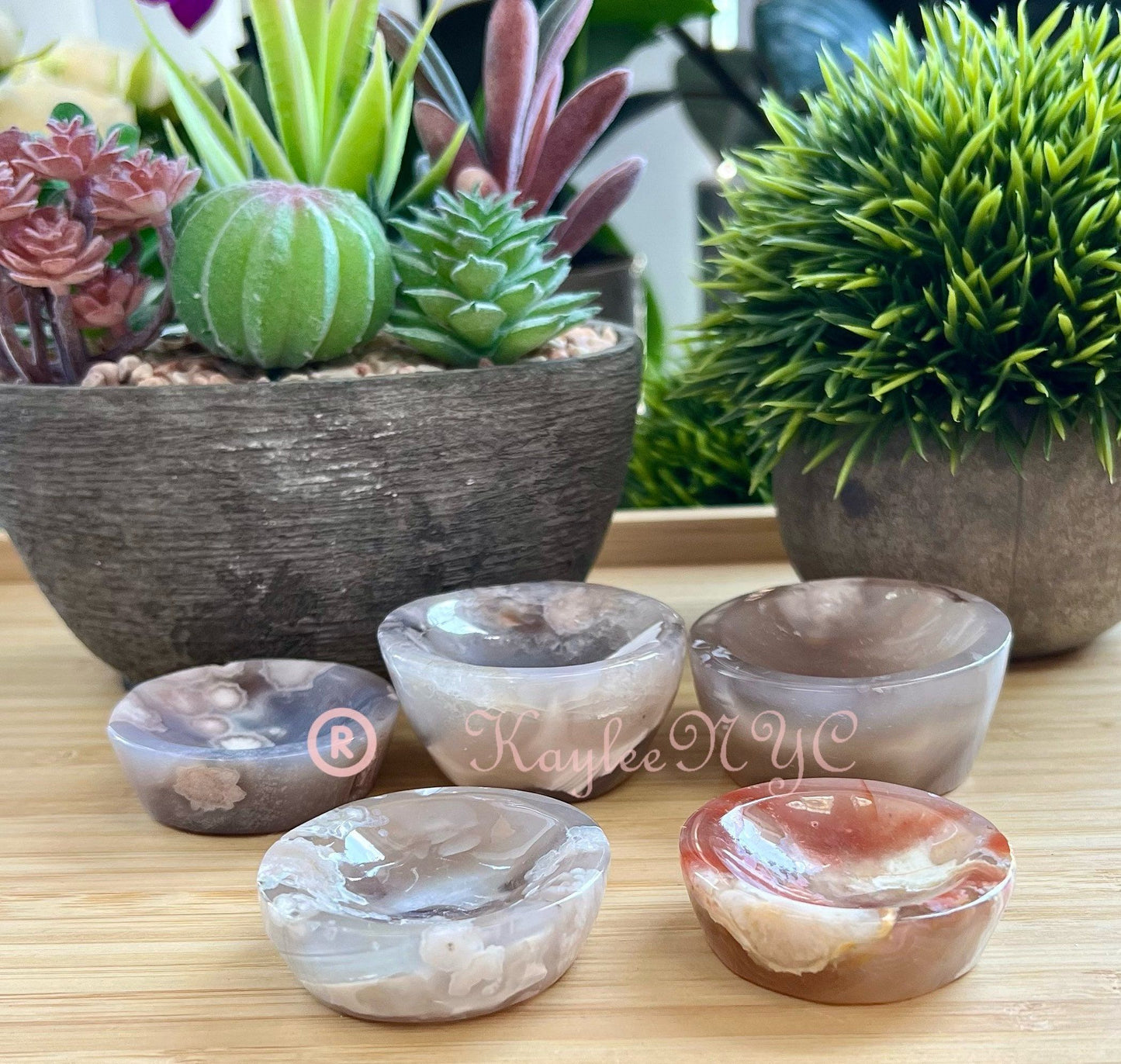 Wholesale Lot 5-8 pcs Natural Flower Agate Bowls Crystal Healing Energy 0.9 to 1 lb