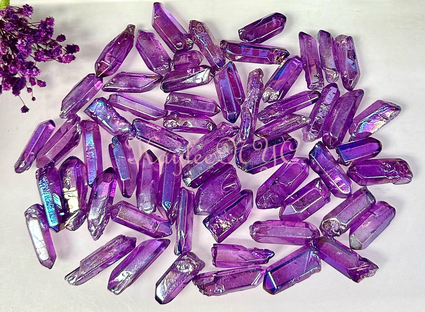 Wholesale Lot 1 Lb Purple Aura Quartz Wand Tumble Crystal Nice Quality