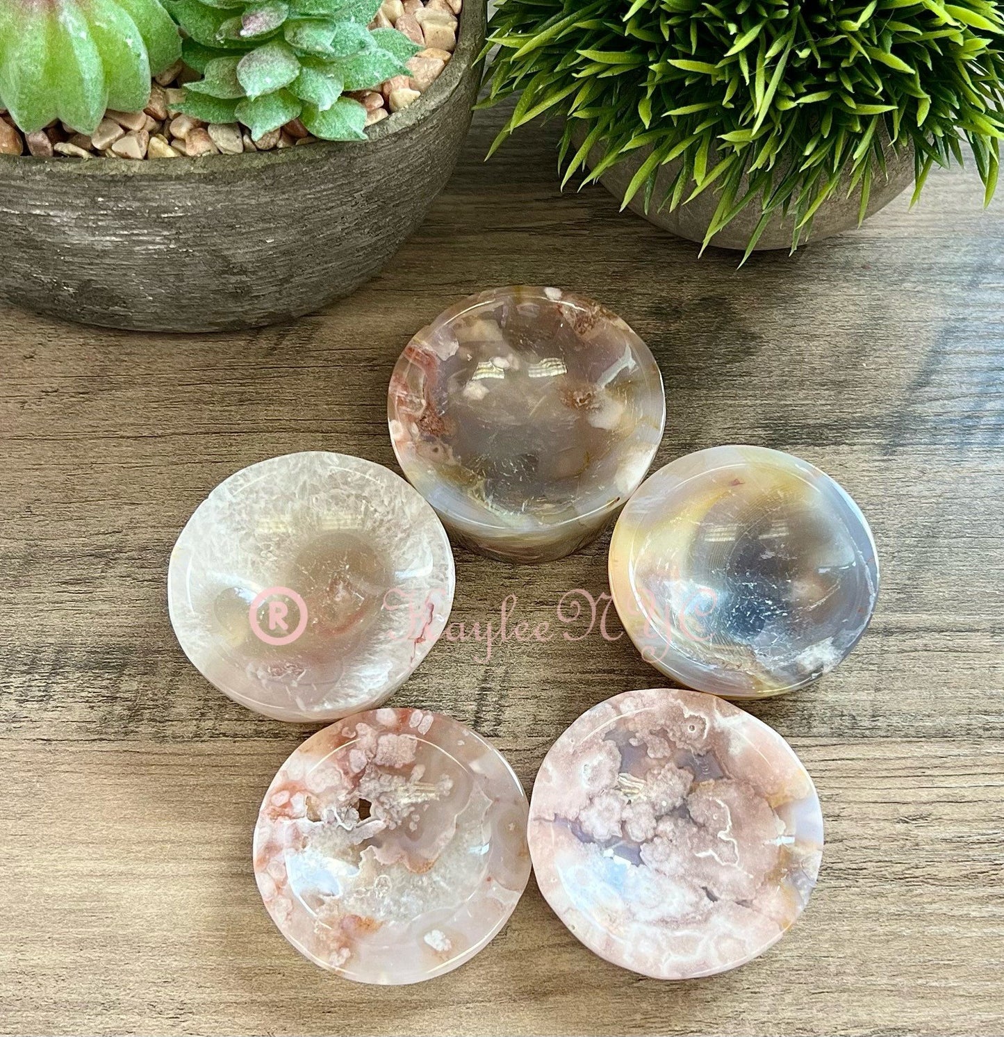 Wholesale Lot 5-8 pcs Natural Flower Agate Bowls Crystal Healing Energy 0.9 to 1 lb