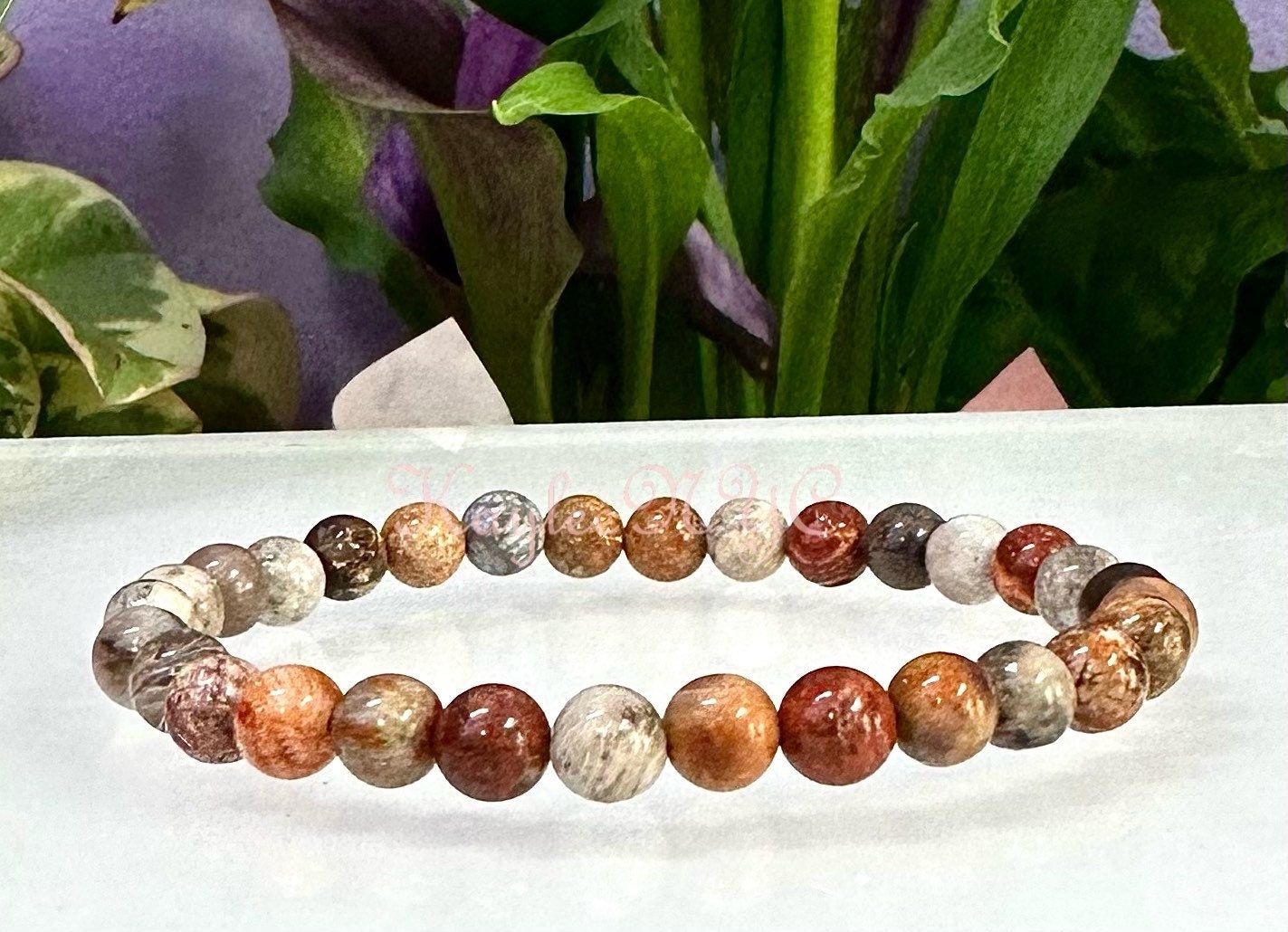 Wholesale 6 Pcs Natural Fossil Coral 6mm 7.5” Crystal Healing Stretch Bracelet