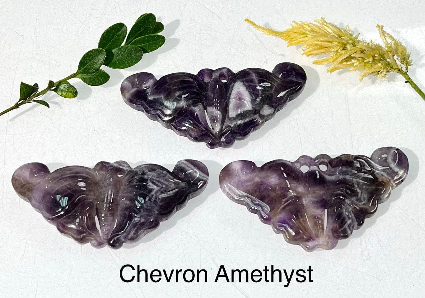 Wholesale Lot 4 PCs 3” Natural Rose Quartz and Chevron Amethyst Crystal Butterfly Healing Energy