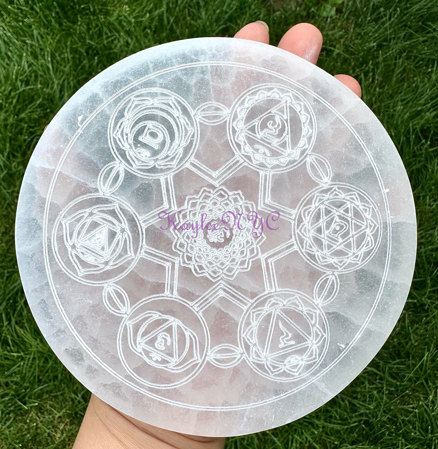 Wholesale Lot 3 pcs 5.8” Natural Selenite aka Satin Spar Chakra Round Charging Plate Crystal Healing Energy