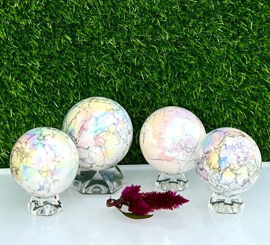 Wholesale Lot 4 to 5 Pcs Angel Aura Howlite Sphere Crystal  Ball Nice Quality Healing