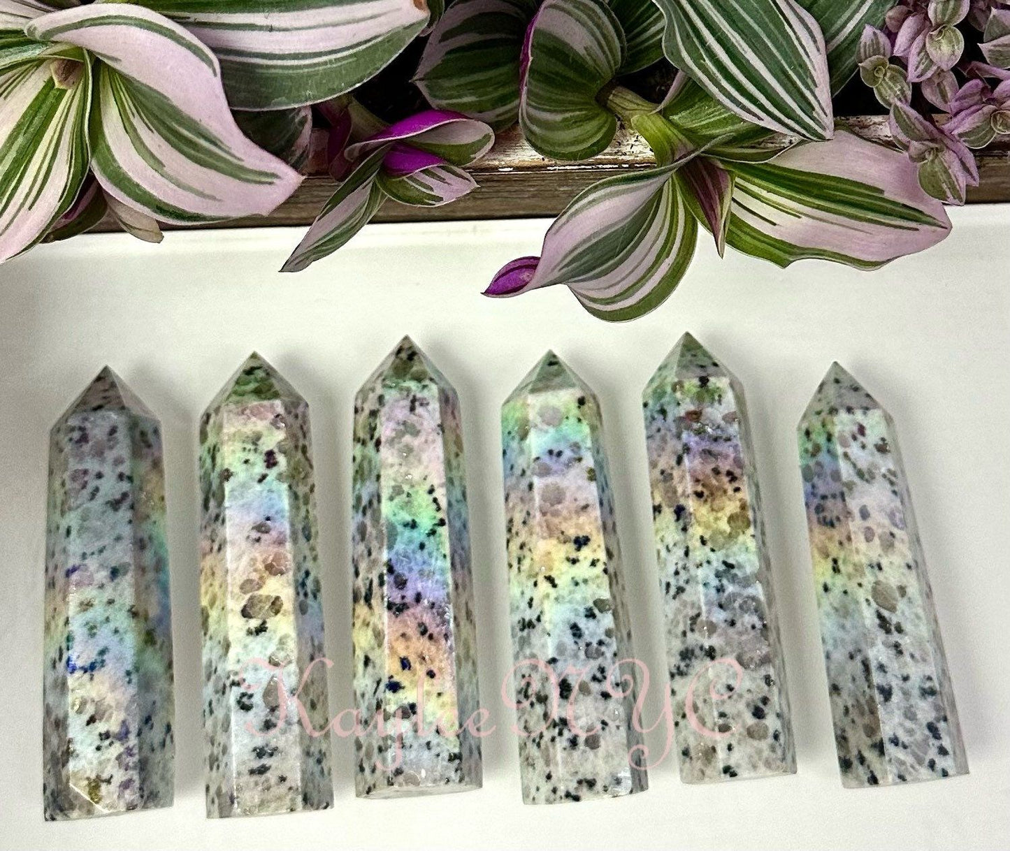 Wholesale Lot 1 Lb Aura Kiwi Jasper Obelisk Tower Point Crystal Energy