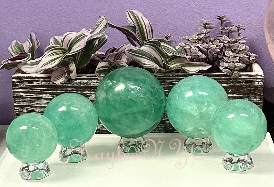 Wholesale Lot 4 to 5 Pcs Natural Green Fluorite Sphere Crystal Ball 4.8 to 5 lbs Nice Quality Healing