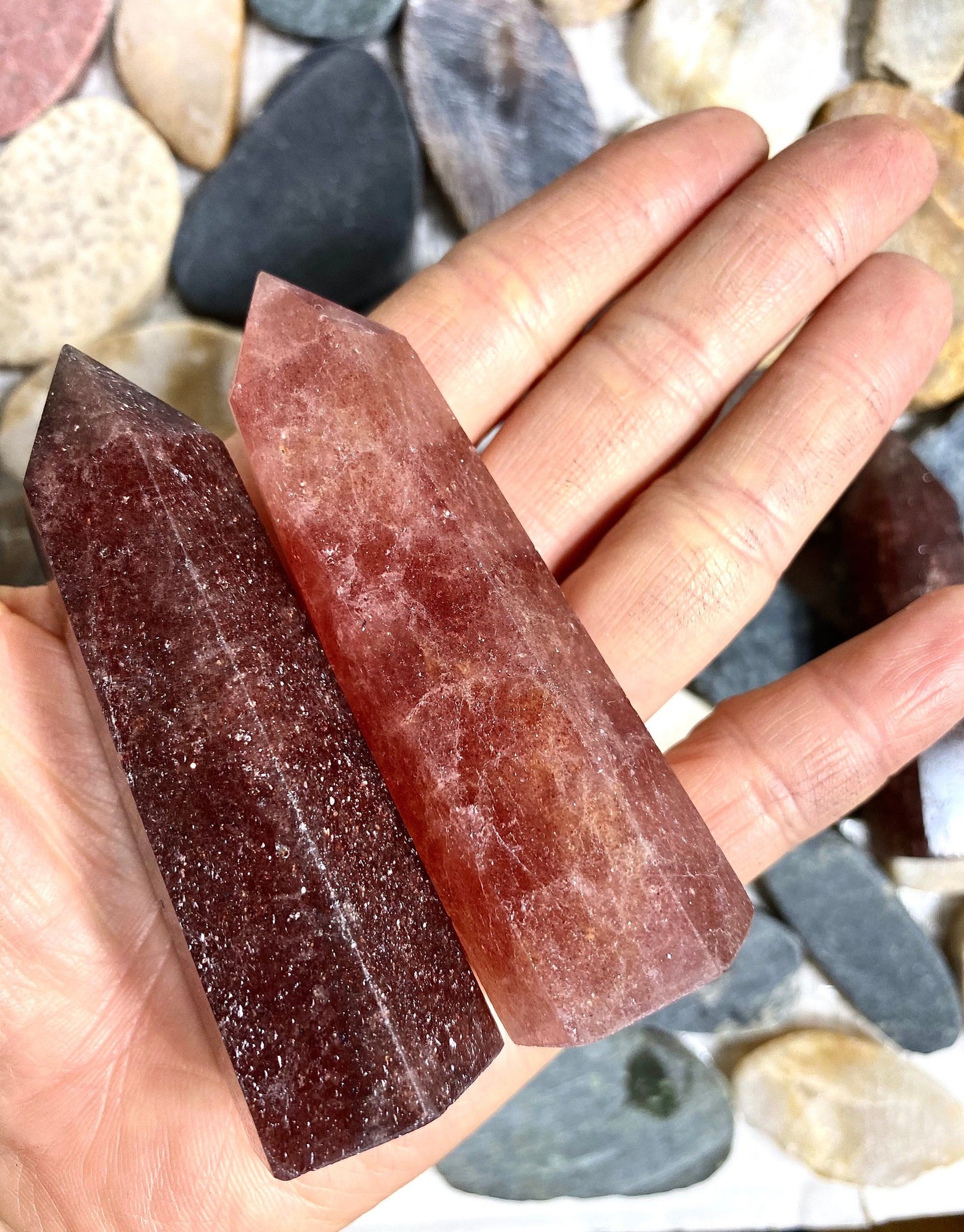 Wholesale Lot 1 lb Natural Strawberry Quartz Obelisk Tower Point Crystal Healing Energy