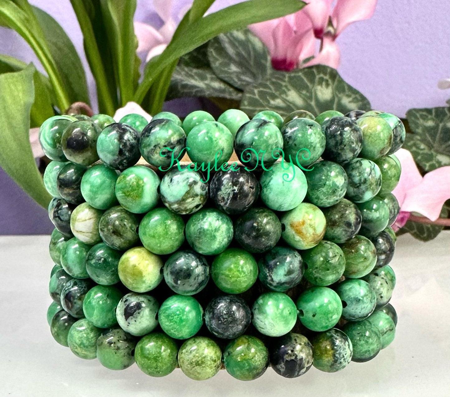 Wholesale Lot 6 Pcs Natural Variscite 8mm 7.5” Crystal Healing Stretch Bracelet