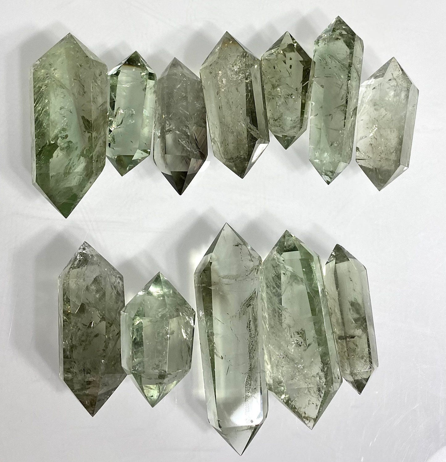 Wholesale Lot 1/2 Lb Prasiolite Green Amethyst Double Terminated Point