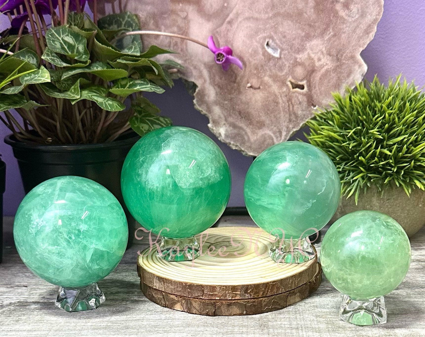 Wholesale Lot 4 to 5 Pcs Natural Green Fluorite Sphere Crystal Ball 4.8 to 5 lbs Nice Quality Healing