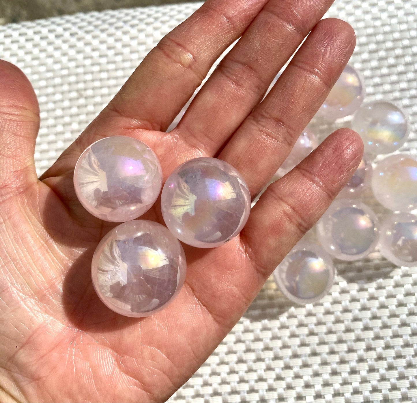 Wholesale Lot 1 Lb small Angel Aura Rose Quartz Sphere Crystal Healing Energy