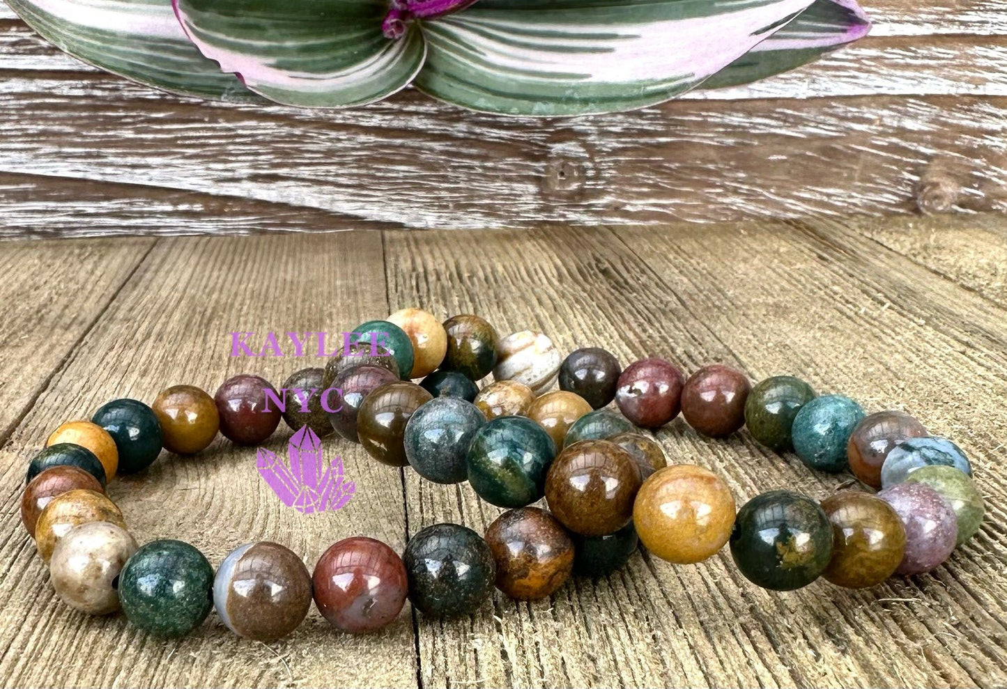 Wholesale 6 Pcs Natural Ocean Jasper 8mm 7.5” Stretch Bracelet Crystal Healing Energy