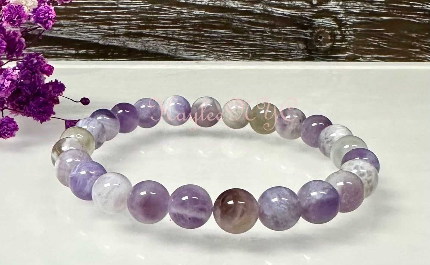 Wholesale 6 Pcs Natural Lavender Jade 8mm 7.5” Crystal Healing Stretch Bracelet